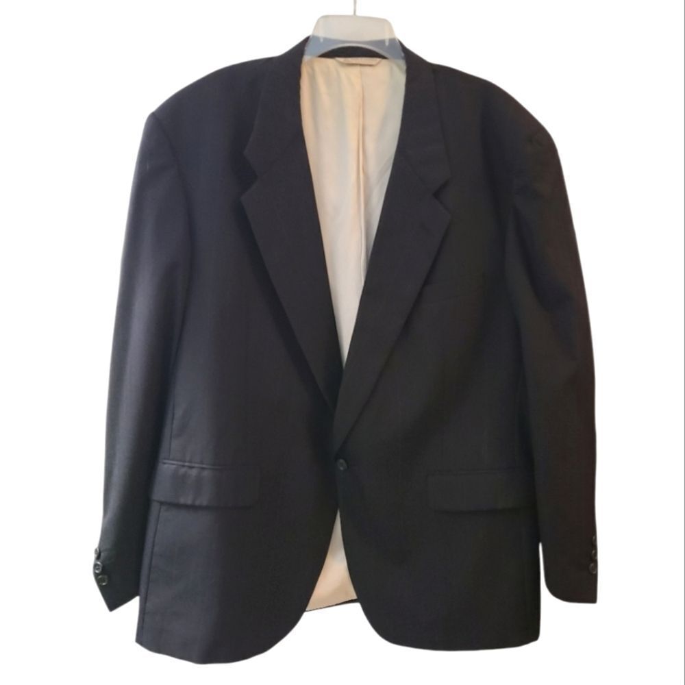 Black Wool Bill Robinson for Steven Windsor Men's Blazer Suit Jacket Sportcoat